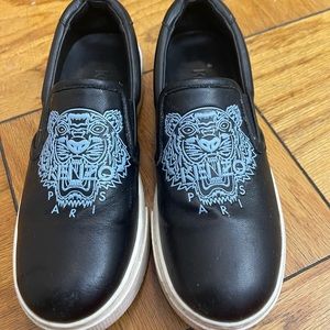 Kenzo Leather Platform Slip on Shoes